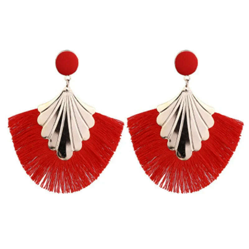 KIMLUD, Fashion Bohemian Big Tassel Earrings for Women 2023 Trendy flamenca Large Fringe Drop Dangle Earring Pendientes Jewelry brincos, KIMLUD Womens Clothes