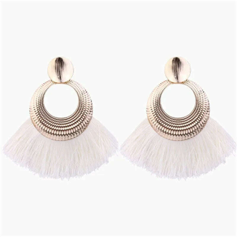 KIMLUD, Fashion Bohemian Big Tassel Earrings for Women 2023 Trendy flamenca Large Fringe Drop Dangle Earring Pendientes Jewelry brincos, KIMLUD Womens Clothes