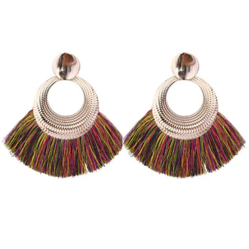 KIMLUD, Fashion Bohemian Big Tassel Earrings for Women 2023 Trendy flamenca Large Fringe Drop Dangle Earring Pendientes Jewelry brincos, KIMLUD Womens Clothes