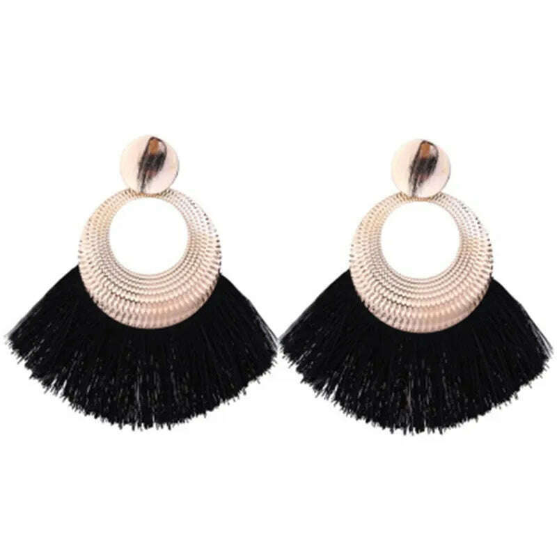 KIMLUD, Fashion Bohemian Big Tassel Earrings for Women 2023 Trendy flamenca Large Fringe Drop Dangle Earring Pendientes Jewelry brincos, KIMLUD Womens Clothes