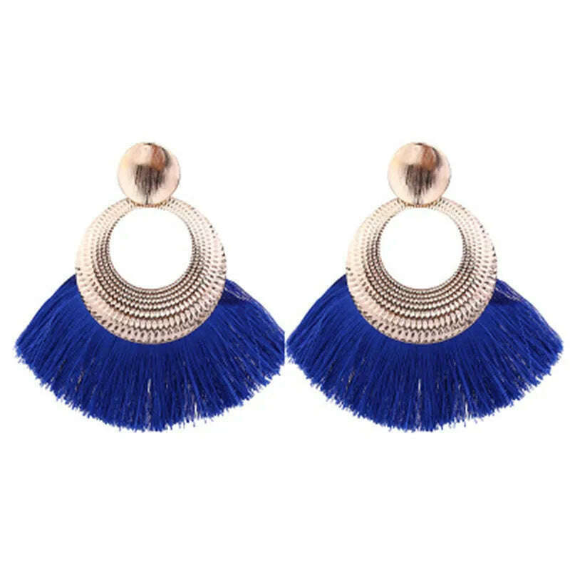 KIMLUD, Fashion Bohemian Big Tassel Earrings for Women 2023 Trendy flamenca Large Fringe Drop Dangle Earring Pendientes Jewelry brincos, KIMLUD Womens Clothes