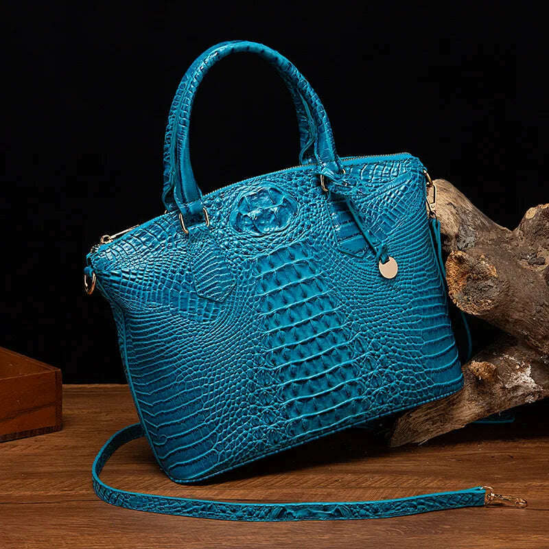 KIMLUD, Fashion Colorful Alligator Women Handbags Designer Retro Crocodile Pattern Tote Bag Luxury Pu Leather Shoulder Crossbody Bags, color blue, KIMLUD APPAREL - Womens Clothes