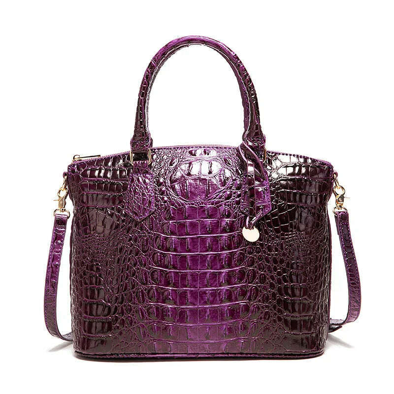 KIMLUD, Fashion Colorful Alligator Women Handbags Designer Retro Crocodile Pattern Tote Bag Luxury Pu Leather Shoulder Crossbody Bags, dark purple, KIMLUD APPAREL - Womens Clothes