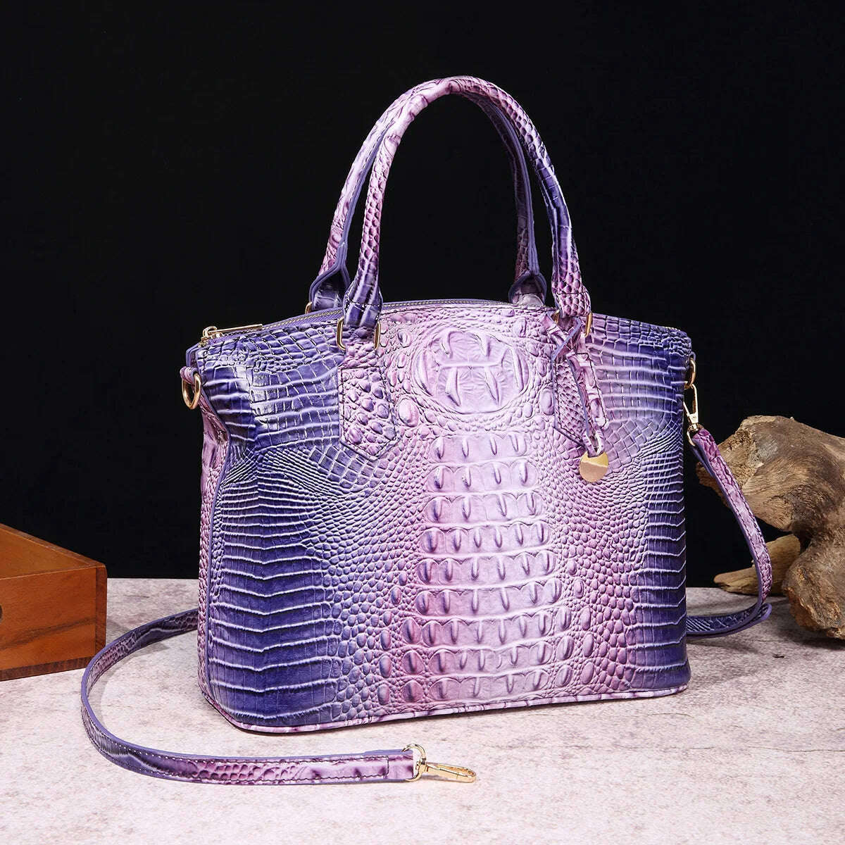 KIMLUD, Fashion Colorful Alligator Women Handbags Designer Retro Crocodile Pattern Tote Bag Luxury Pu Leather Shoulder Crossbody Bags, color purple, KIMLUD APPAREL - Womens Clothes