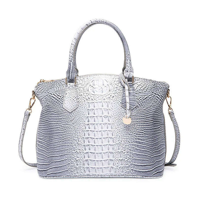 KIMLUD, Fashion Colorful Alligator Women Handbags Designer Retro Crocodile Pattern Tote Bag Luxury Pu Leather Shoulder Crossbody Bags, beige gray, KIMLUD APPAREL - Womens Clothes