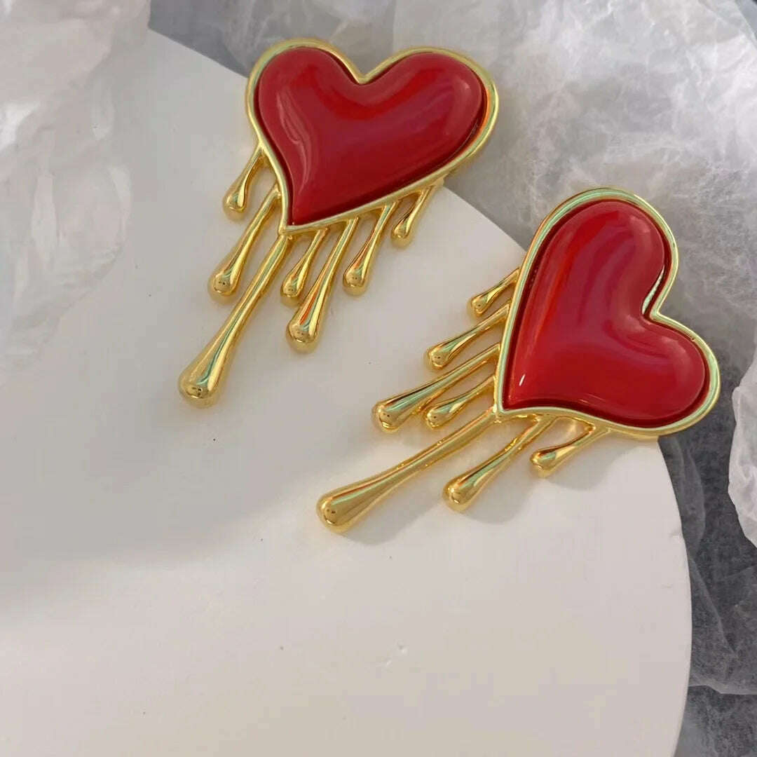 Fashion design Red love stud earrings for sweet lady - KIMLUD