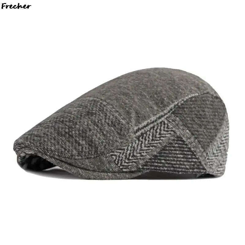 KIMLUD, Fashion England Beret Hats British Style Men Detective Caps Office Newsboy Cap Retro Warm Wool Driving Hats Winter Spring Gorras, GY 1, KIMLUD APPAREL - Womens Clothes