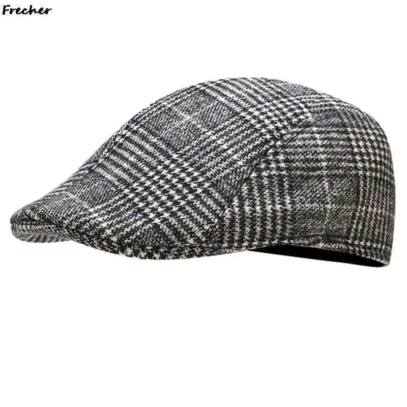 KIMLUD, Fashion England Beret Hats British Style Men Detective Caps Office Newsboy Cap Retro Warm Wool Driving Hats Winter Spring Gorras, BK1, KIMLUD APPAREL - Womens Clothes