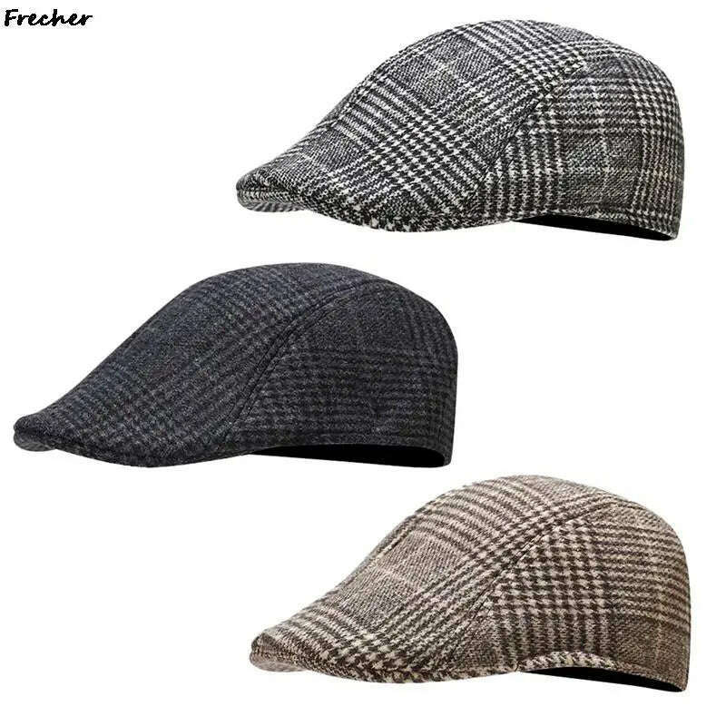 KIMLUD, Fashion England Beret Hats British Style Men Detective Caps Office Newsboy Cap Retro Warm Wool Driving Hats Winter Spring Gorras, KIMLUD Womens Clothes