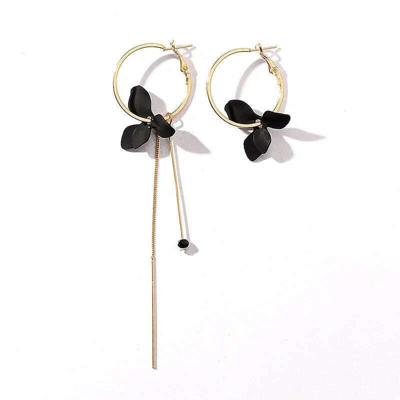 Fashion Flower Women Dangle Earrings Golden Big Circle Three Color Spray Paint Asymmetrical Earrings Women Drops Earrings Gift - KIMLUD