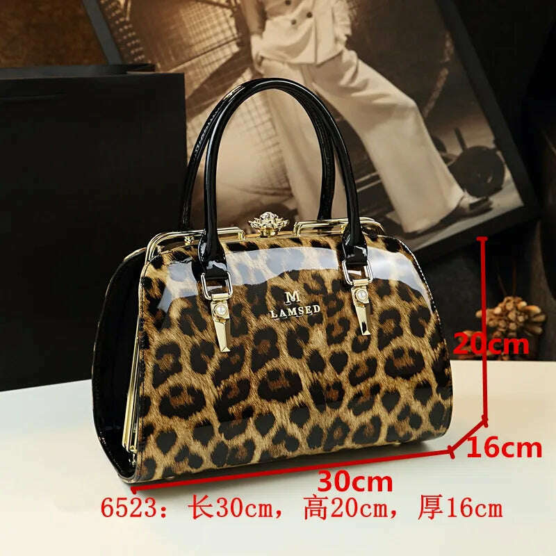 KIMLUD, Fashion Genuine Leather Leopard Women Handbag Cowhide Leather Ladies Portable Party Tote Evening Bag Shoulder Diagonal Bags, 6523, KIMLUD APPAREL - Womens Clothes