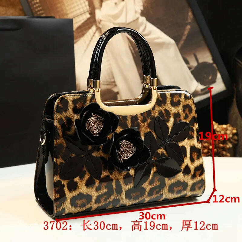 KIMLUD, Fashion Genuine Leather Leopard Women Handbag Cowhide Leather Ladies Portable Party Tote Evening Bag Shoulder Diagonal Bags, 3702, KIMLUD APPAREL - Womens Clothes