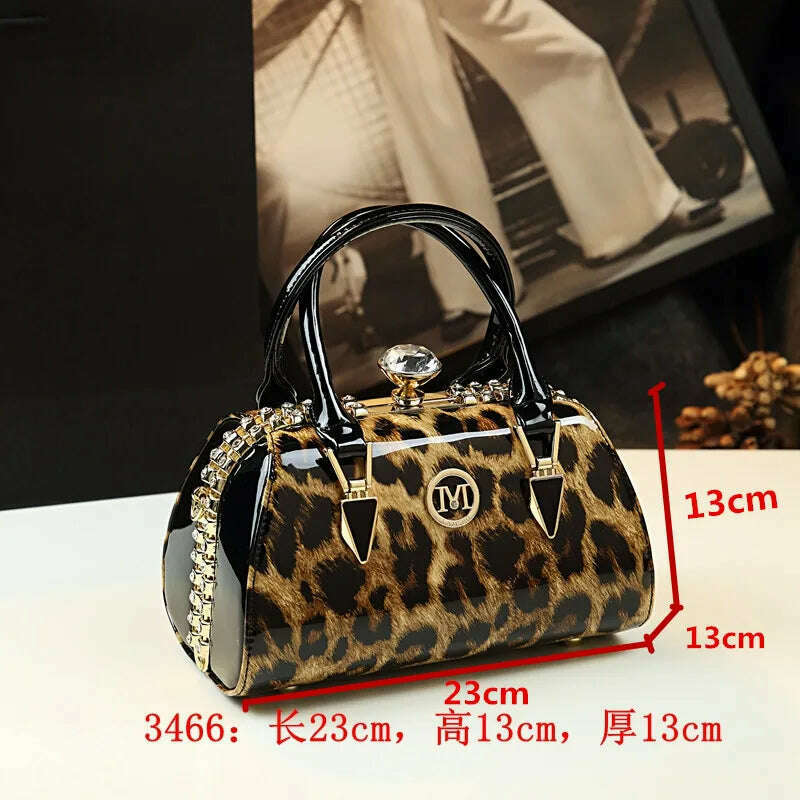 KIMLUD, Fashion Genuine Leather Leopard Women Handbag Cowhide Leather Ladies Portable Party Tote Evening Bag Shoulder Diagonal Bags, 3466, KIMLUD APPAREL - Womens Clothes