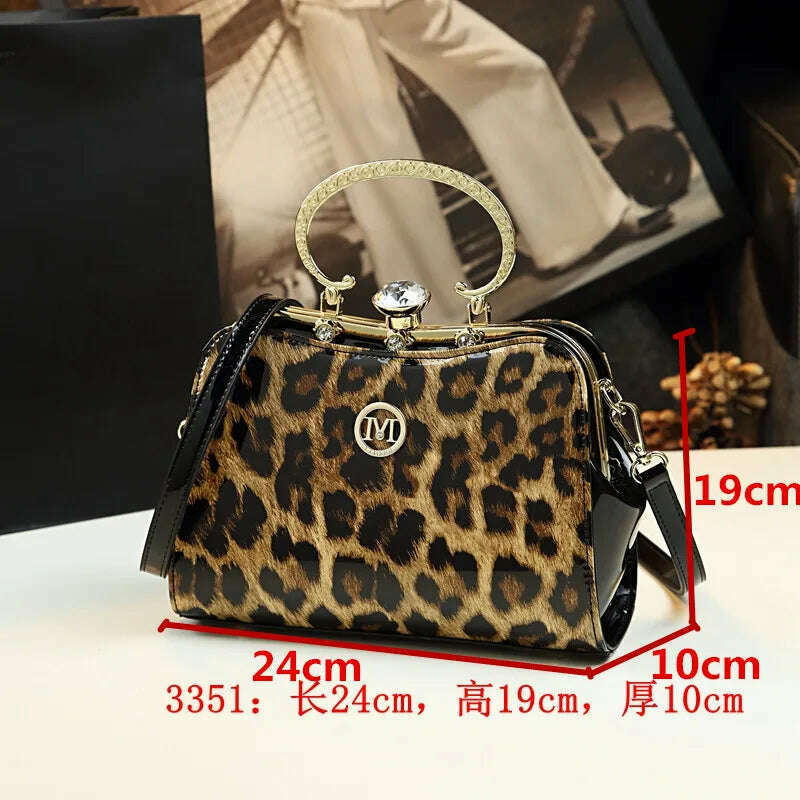 KIMLUD, Fashion Leopard Genuine Leather Women Handbag Cowhide Ladies Portable Party Tote Bag Evening Bag Female Shoulder Diagonal Bags, 3351, KIMLUD APPAREL - Womens Clothes