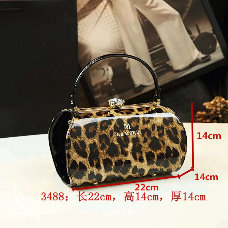 KIMLUD, Fashion Leopard Genuine Leather Women Handbag Cowhide Ladies Portable Party Tote Bag Evening Bag Female Shoulder Diagonal Bags, KIMLUD Womens Clothes