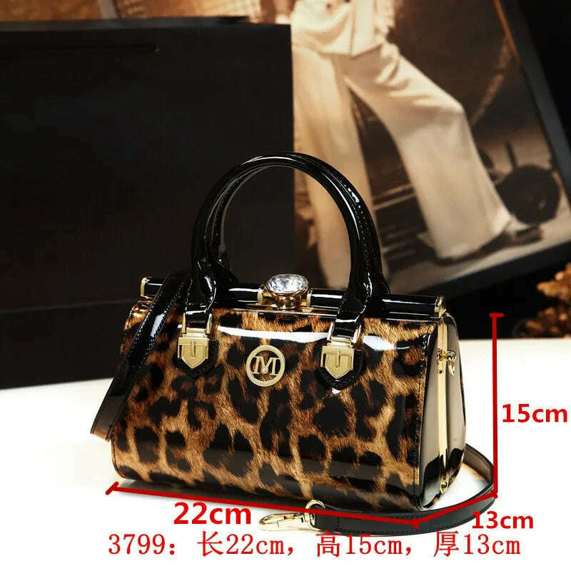 KIMLUD, Fashion Leopard Genuine Leather Women Handbag Cowhide Ladies Portable Party Tote Bag Evening Bag Female Shoulder Diagonal Bags, 3799, KIMLUD APPAREL - Womens Clothes