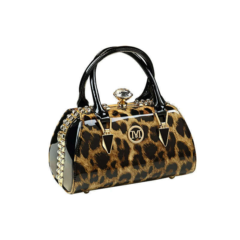 KIMLUD, Fashion Leopard Genuine Leather Women Handbag Cowhide Ladies Portable Party Tote Bag Evening Bag Female Shoulder Diagonal Bags, KIMLUD Womens Clothes