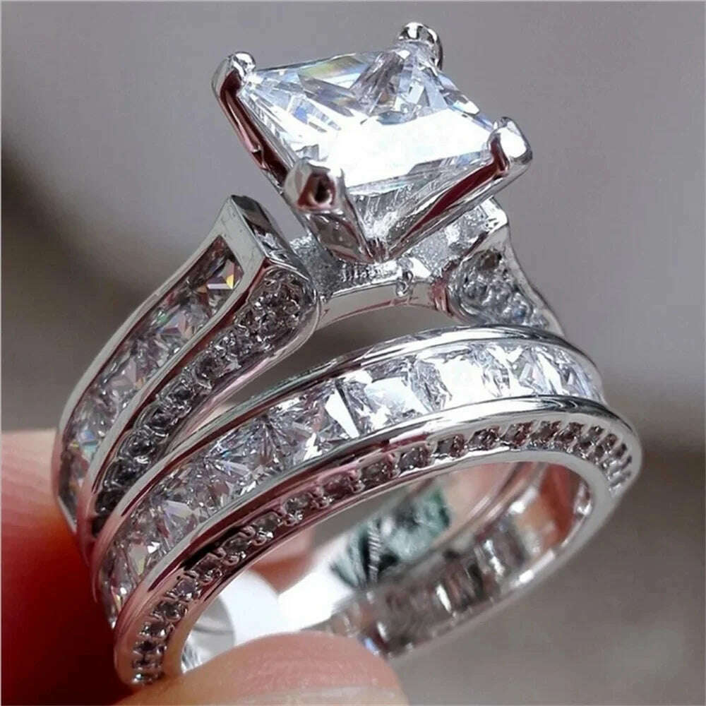 KIMLUD, Fashion luxury new couple zircon ring romantic men and women wedding banquet accessories elegant temperament jewelry wholesale, H-D68 / 11, KIMLUD APPAREL - Womens Clothes