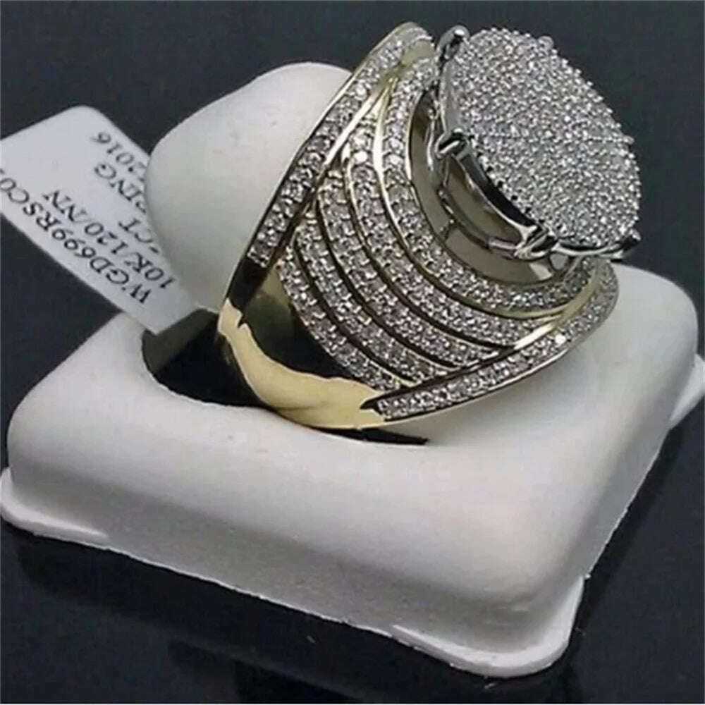 KIMLUD, Fashion luxury new couple zircon ring romantic men and women wedding banquet accessories elegant temperament jewelry wholesale, H-D60 / 6, KIMLUD APPAREL - Womens Clothes