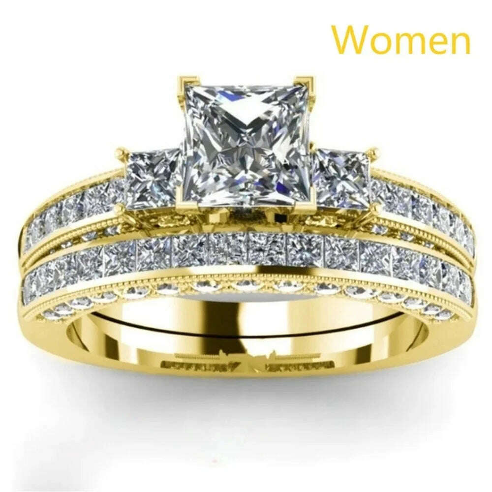 KIMLUD, Fashion luxury new couple zircon ring romantic men and women wedding banquet accessories elegant temperament jewelry wholesale, H-D83-Women / 11, KIMLUD APPAREL - Womens Clothes