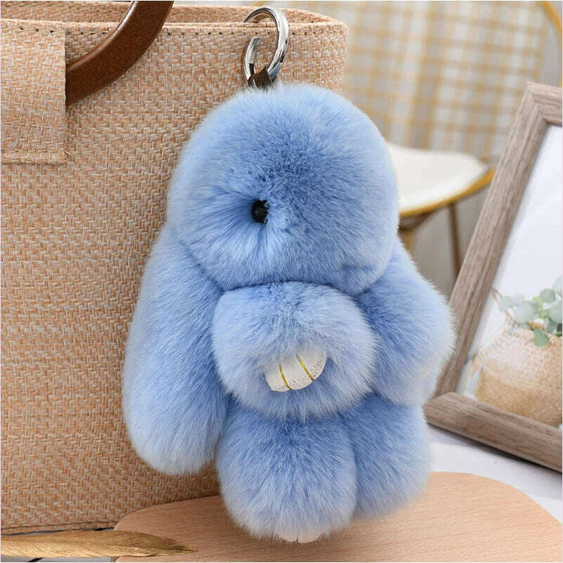 KIMLUD, Fashion  Pendant Bag Car Charm Tag Cute Mini Rabbit Toy Doll Real Fur Monster Keychains 100% Real Genuine Rex Rabbit Fur Keychai, KIMLUD Womens Clothes