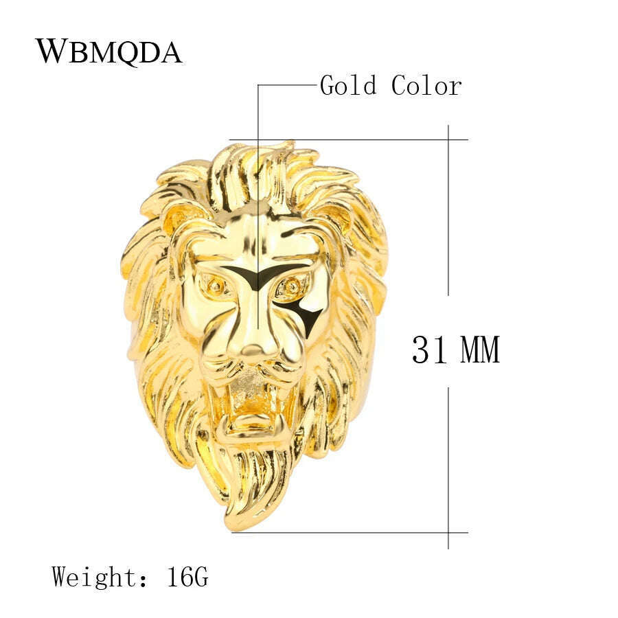 KIMLUD, Fashion Punk Rock Lion Biker Ring Hip Hop Big  Animal Ring Men Accessories Vintage Jewelry 2018, KIMLUD Womens Clothes