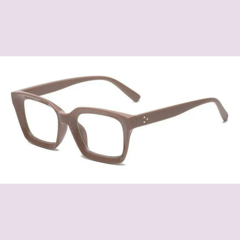 KIMLUD, Fashion Reading Glasses Women 2023 New Square Anti Blue Light Presbyopia Eyegalsses Vintage Computer Optical Eyewear +1 .0~ +3.5, +300 / Khaki, KIMLUD APPAREL - Womens Clothes