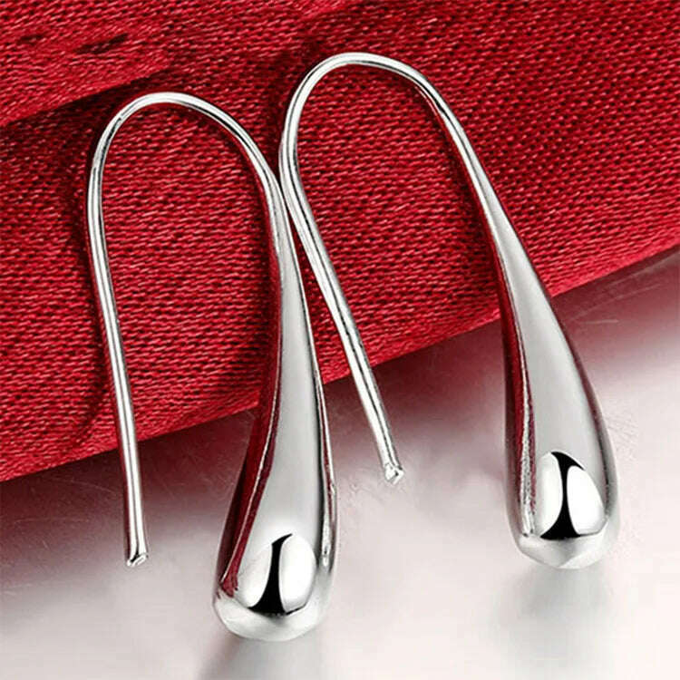 Fashion S925 Silver Needle Earrings Ring Bracelet Set Simple Personality Womens Water Drop Four-piece Jewelry Set for Women Gift - KIMLUD