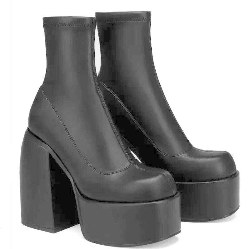 KIMLUD, Fashion Sexy Party Women Winter Boots 2023 Platform Chunky High Heels Motorcycle Long Boots Luxury Big Size Punk Shoes Woman, KIMLUD Womens Clothes