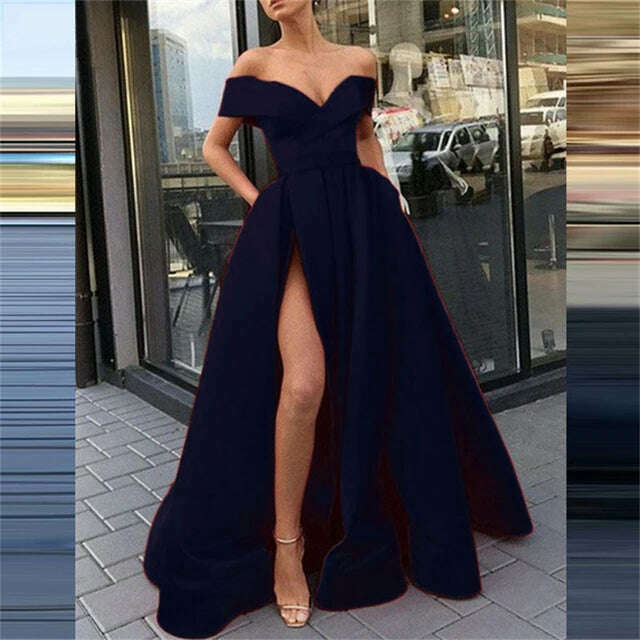 KIMLUD, Fashion Solid Strapless Backless Maxi Dress New Women Elegant High Slit Party Dress Summer Fluffy Ruffle A-Line Dresses Clubwear, 11 Black / S, KIMLUD APPAREL - Womens Clothes