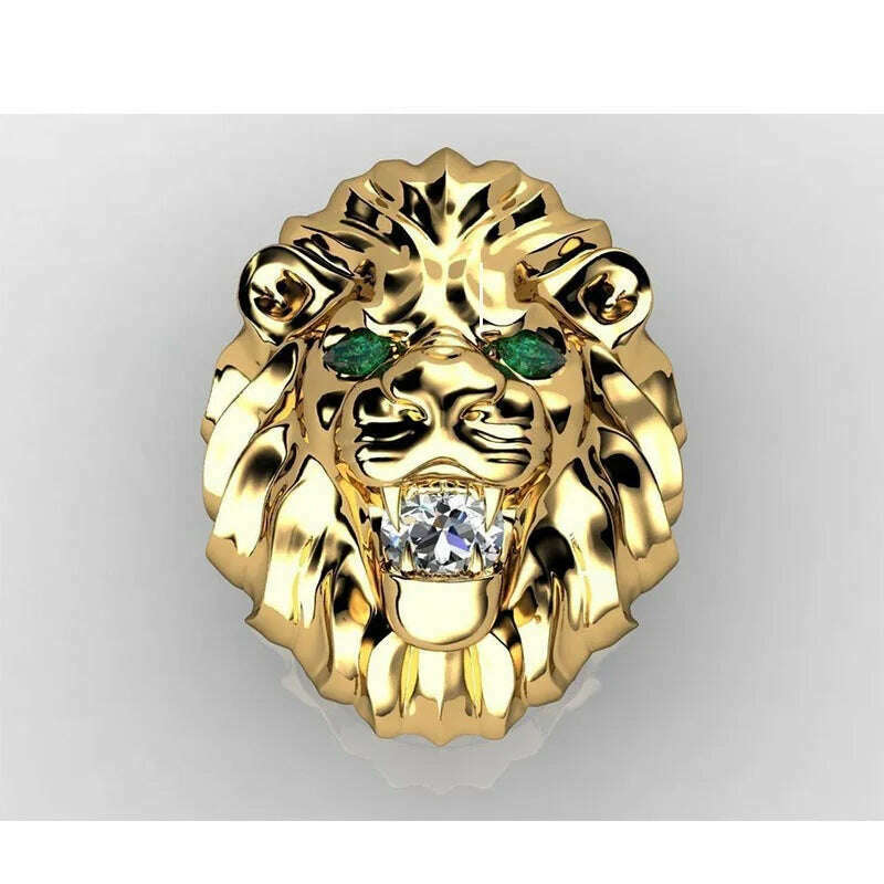 Fashion Stainless Steel Lion Head Ring Animal Ring Hip Hop Rings for Men Retro Jewelry Charm Accessories Party Anniversary Gift - KIMLUD