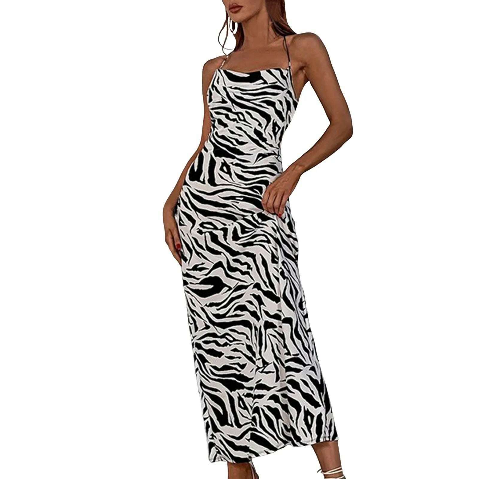 KIMLUD, Fashion Summer Dresses 2024 Square Neck Open Back Sexy Slip Long Skirt 2023 Tie String Print Vestidos En Oferta LiquidacióN, KIMLUD Womens Clothes