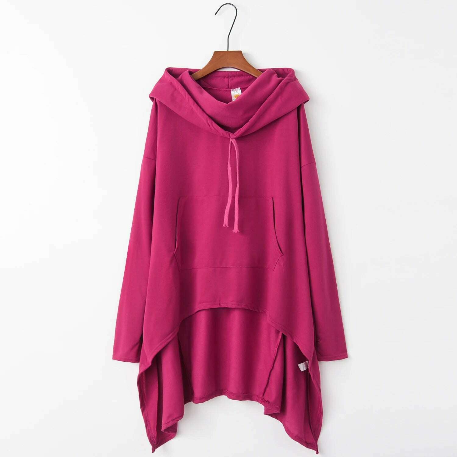 KIMLUD, Fashion Trends New European and N Pure Color Long Hoodie, Fuchsia / XXXL, KIMLUD APPAREL - Womens Clothes