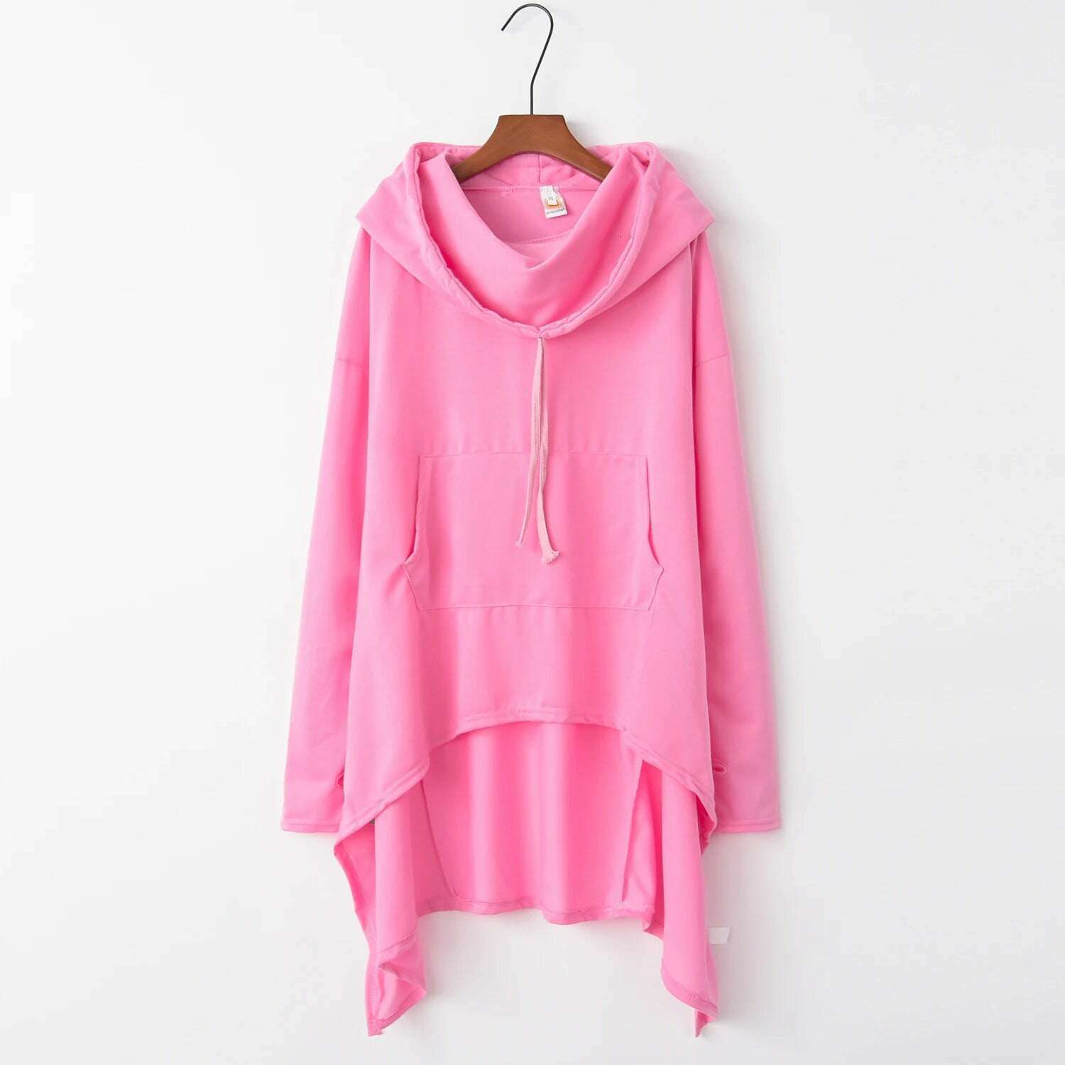 KIMLUD, Fashion Trends New European and N Pure Color Long Hoodie, Pink / XXXL, KIMLUD APPAREL - Womens Clothes