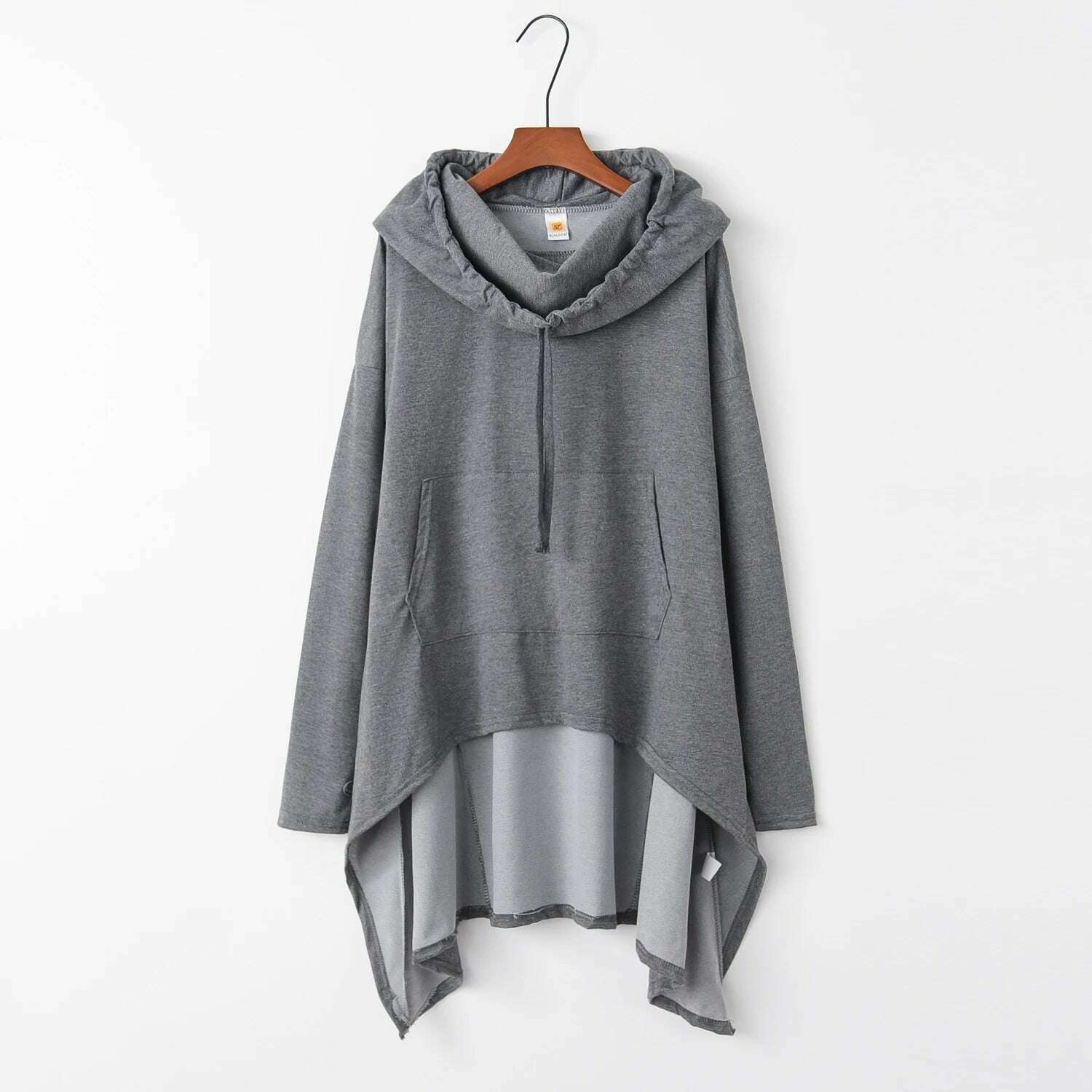 KIMLUD, Fashion Trends New European and N Pure Color Long Hoodie, Dark Grey / XXXL, KIMLUD APPAREL - Womens Clothes