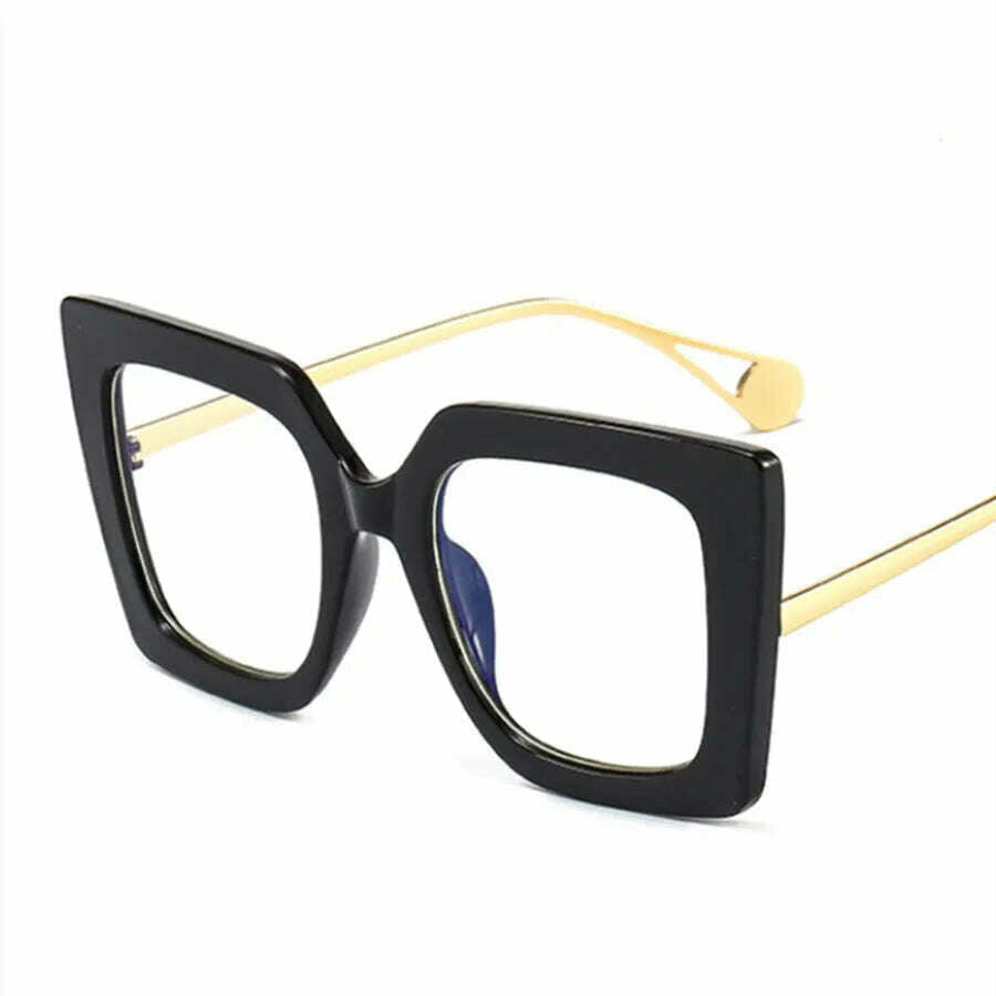 KIMLUD, Fashion Women Square Blue Light Glasses Oprawki Okularowe Damskie Glass Frame Retro Clear Reading Computer Eyeglasses Unisex, black, KIMLUD APPAREL - Womens Clothes