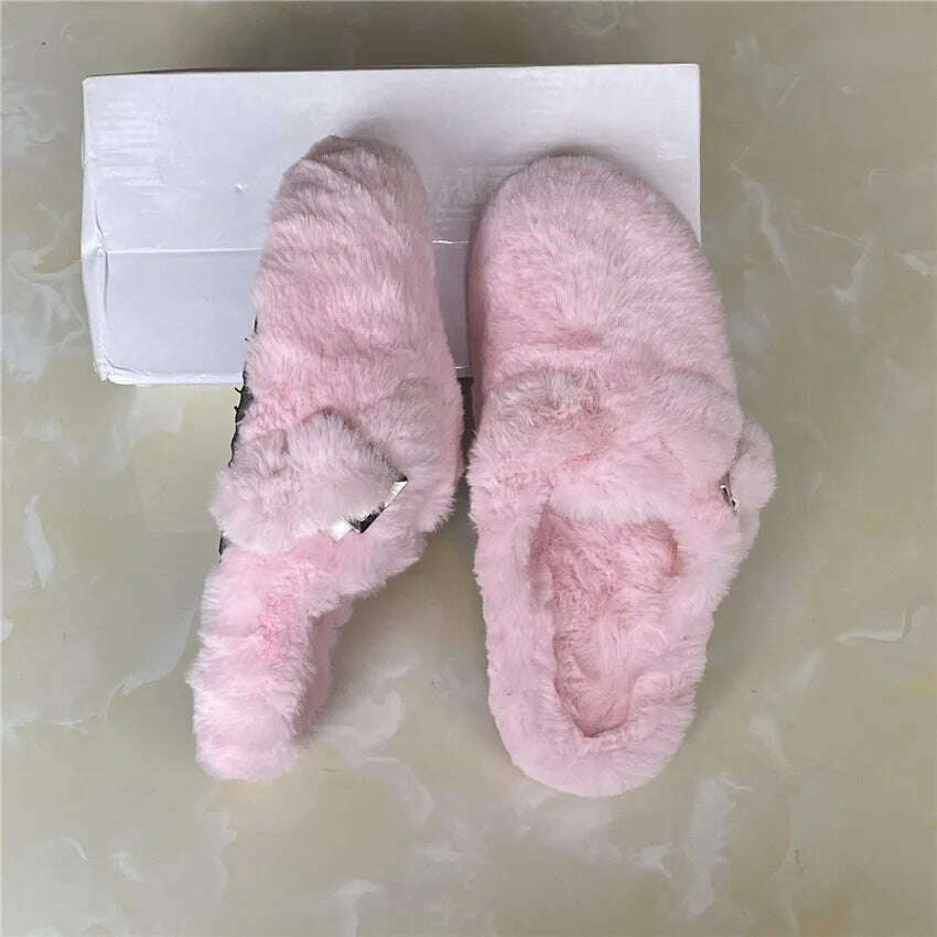 KIMLUD, Fashion  Women'S Slippers Soft High Imitation Mink Hair Slippers Flat Bottom Home Shoes Color Choice Support Customization, KIMLUD Womens Clothes