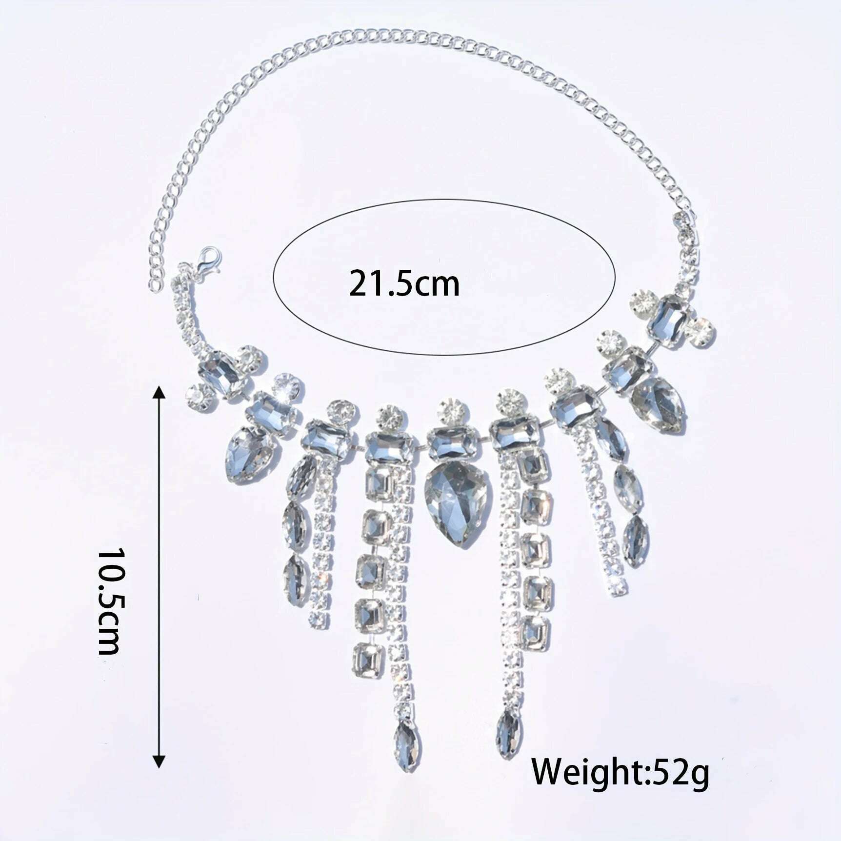 Fashionable Shiny Exaggerated Rhinestone Tassel Necklace Exquisite Luxury Bridal Wedding Jewelry Party Necklace Accessories - KIMLUD