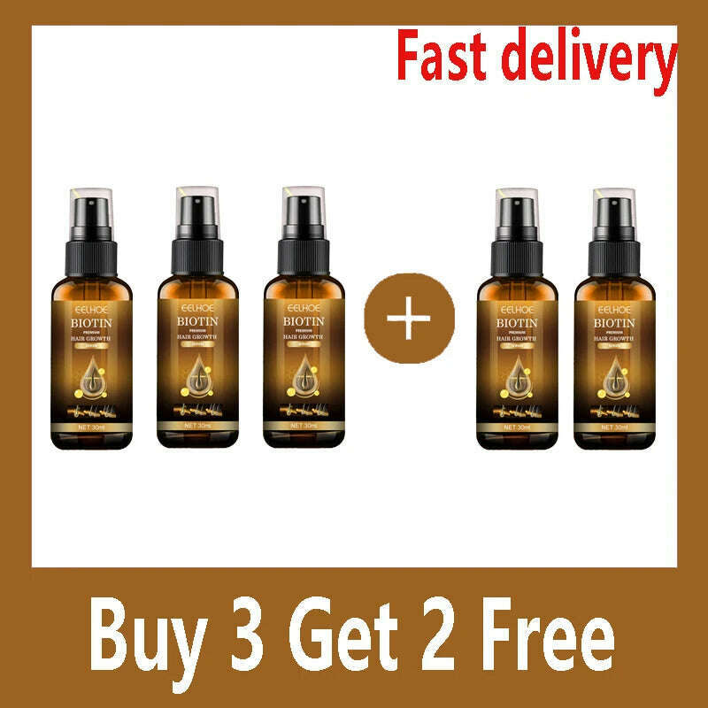 KIMLUD, Fast Hair Growth Spray Products Anti Hair Loss Serum Prevent Baldness Treatment Scalp Dry Damaged Essential Oil Hair Beauty 30ml, 5 Pcs, KIMLUD APPAREL - Womens Clothes