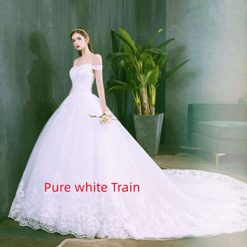 Fasthion Elegant Luxury Appliques Lace Pluse Size Wedding Dress Full Sleeves Long Train Bride Gown Vestidos De Noiva - KIMLUD