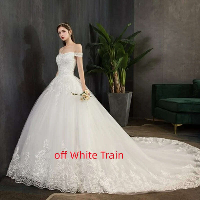 Fasthion Elegant Luxury Appliques Lace Pluse Size Wedding Dress Full Sleeves Long Train Bride Gown Vestidos De Noiva - KIMLUD