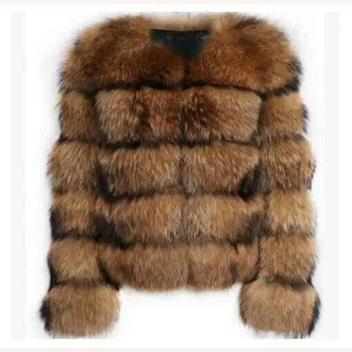 KIMLUD, Female Jacket Fur Coat Women Artificial Raccoon Fur Winter Warm Fluffy Short Jackets Cropped Natural Fur Outwear Plush Coats, 5 layers / S, KIMLUD APPAREL - Womens Clothes