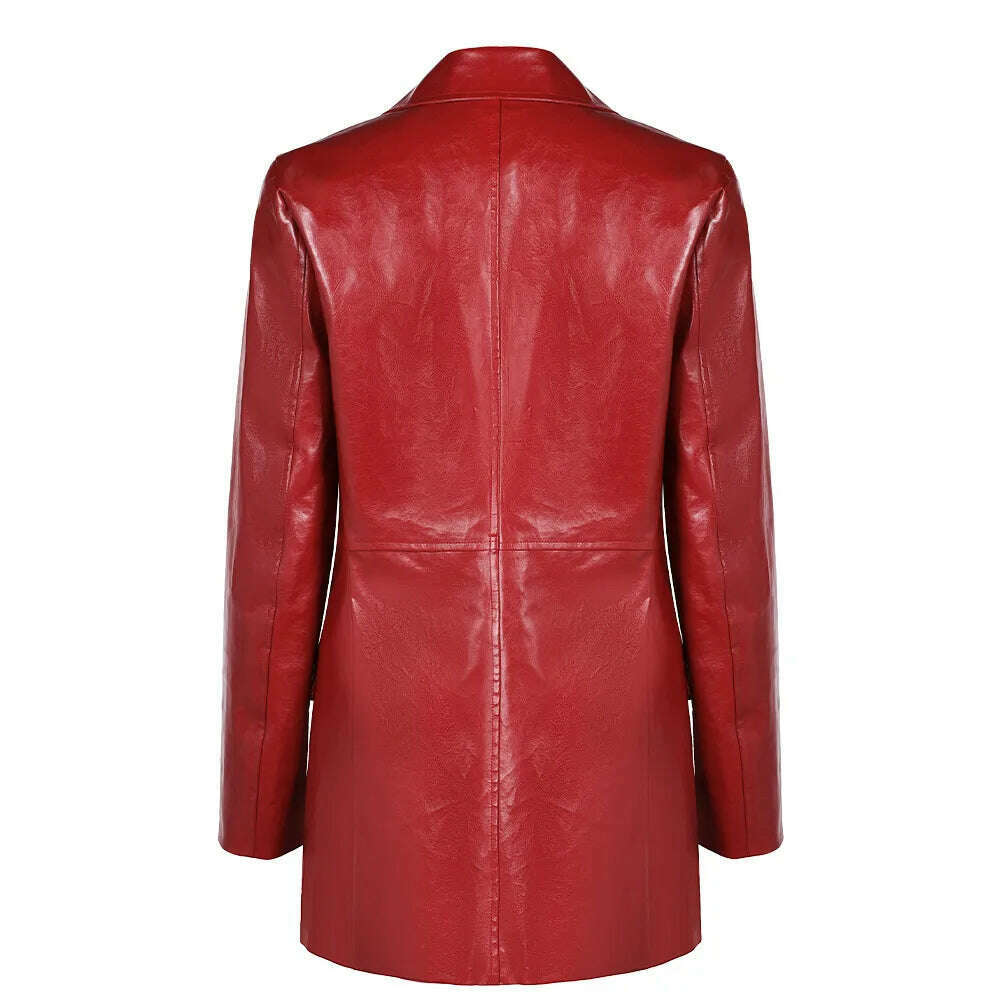 KIMLUD, Female Webb Madame Cosplay Red Jacket Role Play Costume Adult Women Outfit Fantasy Movie Leather Coat Halloween Carnival Suit, KIMLUD Womens Clothes