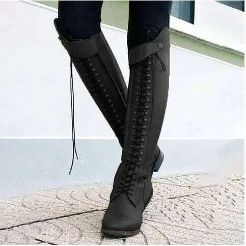 KIMLUD, FGHGF Autumn Winter Fashion Products With Zipper Square With Low High Knight Boots Personality Riding Boots 34 And 43 Female, Black / 3, KIMLUD APPAREL - Womens Clothes