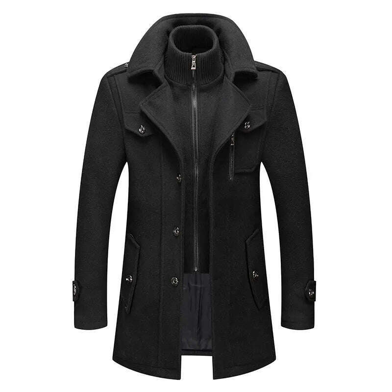 KIMLUD, FGKKS 2022 Men's Winter Wool Coat a Winter New Cashmere Plus Cotton Thickening Warm Coat High Quality Design Wool Coat Men, Black / Asian M, KIMLUD APPAREL - Womens Clothes