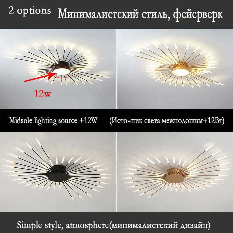 KIMLUD, Firework Shape Ceiling Lamp New Led Aisle Light for Study Room Bedroom Foyer Kitchen Indoor Lighting Villa Apartment Chandelier, KIMLUD Womens Clothes