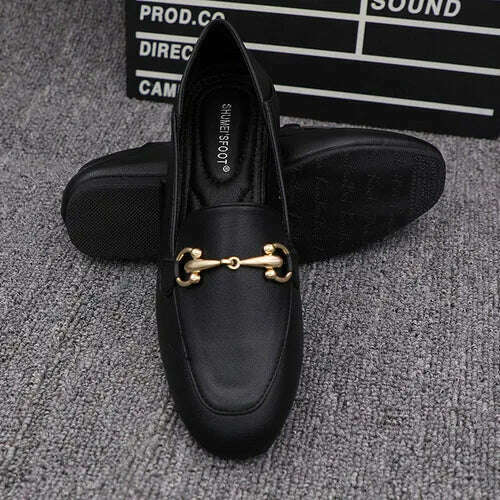 KIMLUD, Flat Shoes Women's 2022 New Breathable Small Leather Shoes Comfortable Lefu Shoes Fashionable Metal Buckle Casual Women's Shoes, 1 / 41, KIMLUD APPAREL - Womens Clothes