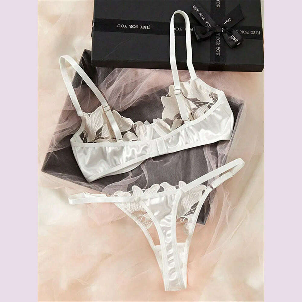 KIMLUD, Floral Sexy Bra Sets for Women Lace Fancy Luxury Romantic Lingerie Underwear See Through Exotic Sets Embroidery Bra Brief Sets, KIMLUD Womens Clothes