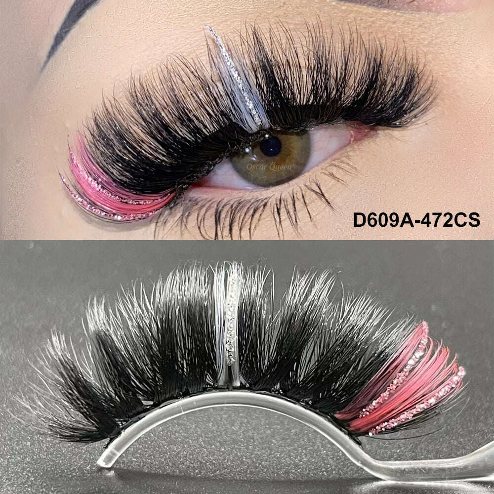 KIMLUD, Fluffy Glitter Ombre Colored Lashes 5D Natural Mink Lashes Bulk Wholesale Magnetic Eyelashes Extension Makeup Lash Box Packaging, KIMLUD Womens Clothes