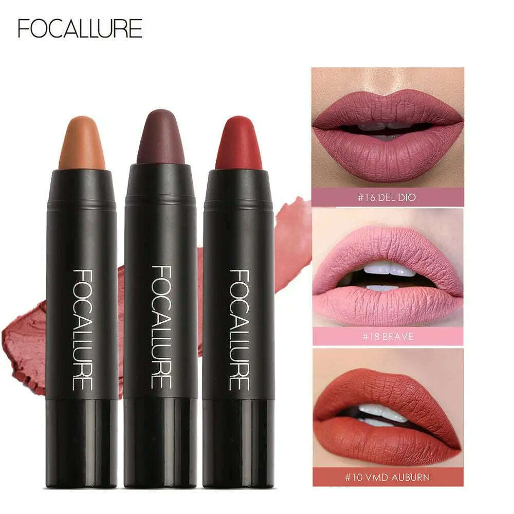 Focallure Matte Lipstick 19 Colors Waterproof Matte Lipsticks Soft Texture Lip Stick Cosmetic Sext Red Nude Lip Makeup Batom - KIMLUD